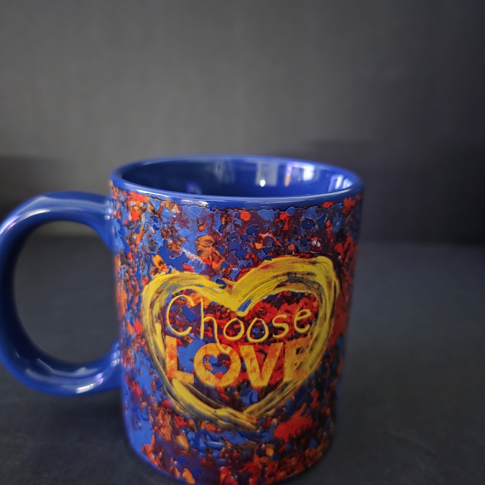 Penzys spices Vibrant Blue 'Choose Love' Heart Mug
